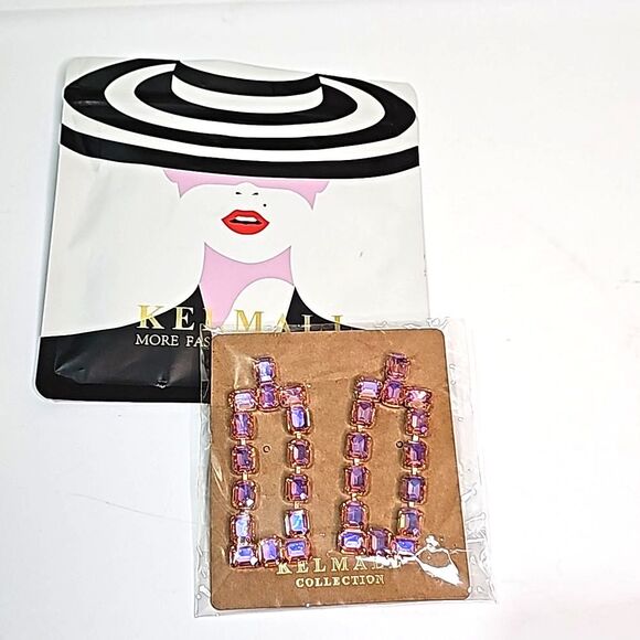 Earrings by Kelmall Pink Aurora Crystal NWT - Picture 1 of 3